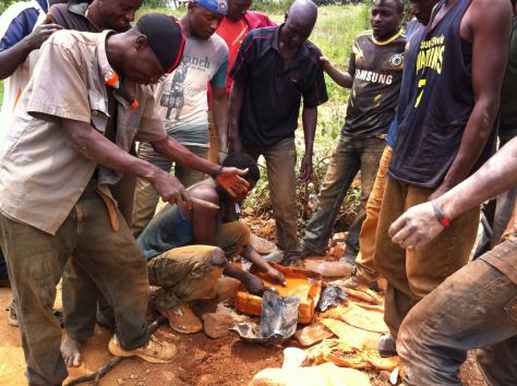 Young men seeking gold in the small Tanzanian mines.